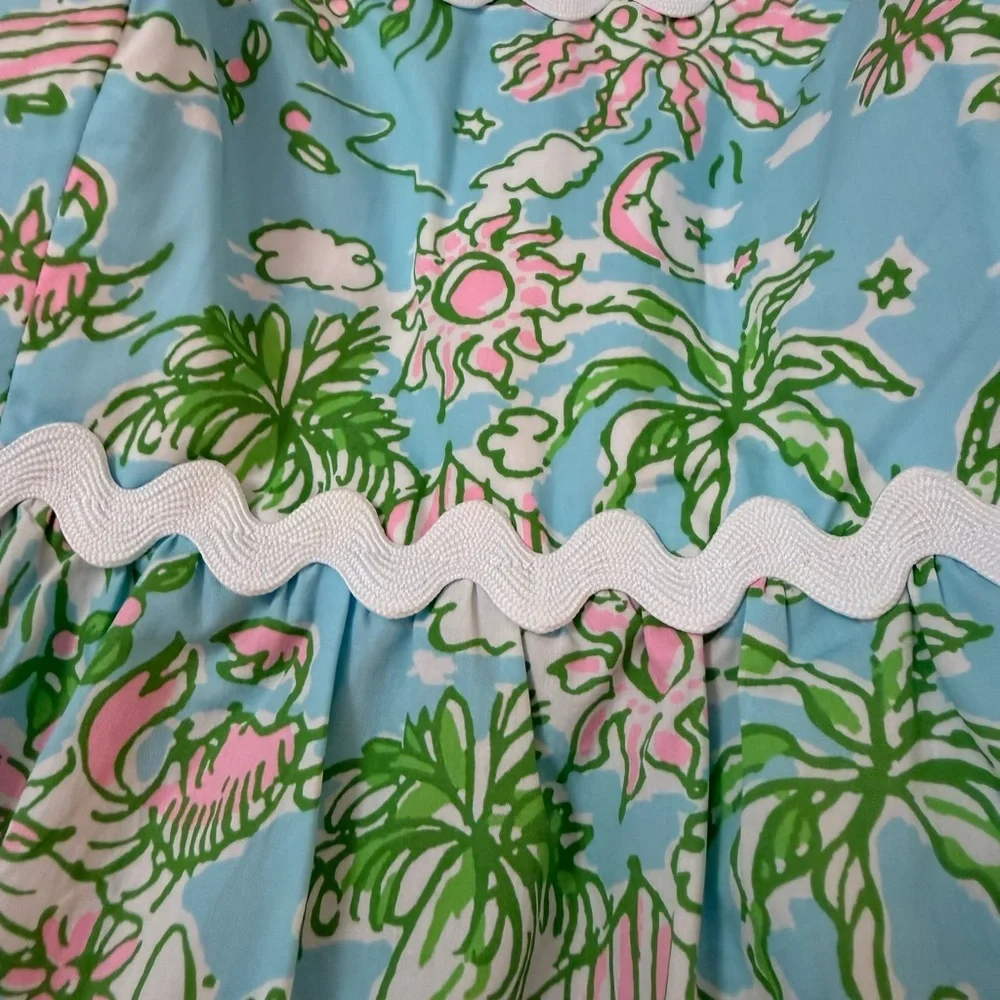 Lilly Pulitzer Blue, NEW Green, Pink Scallop-Trim Top. - Picture 3 of 4